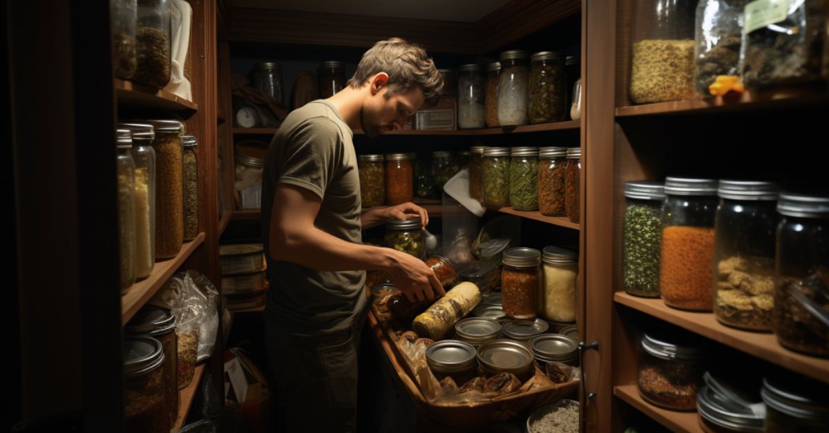 long term food storage in hot climate man checking food supplies for signs of degradation