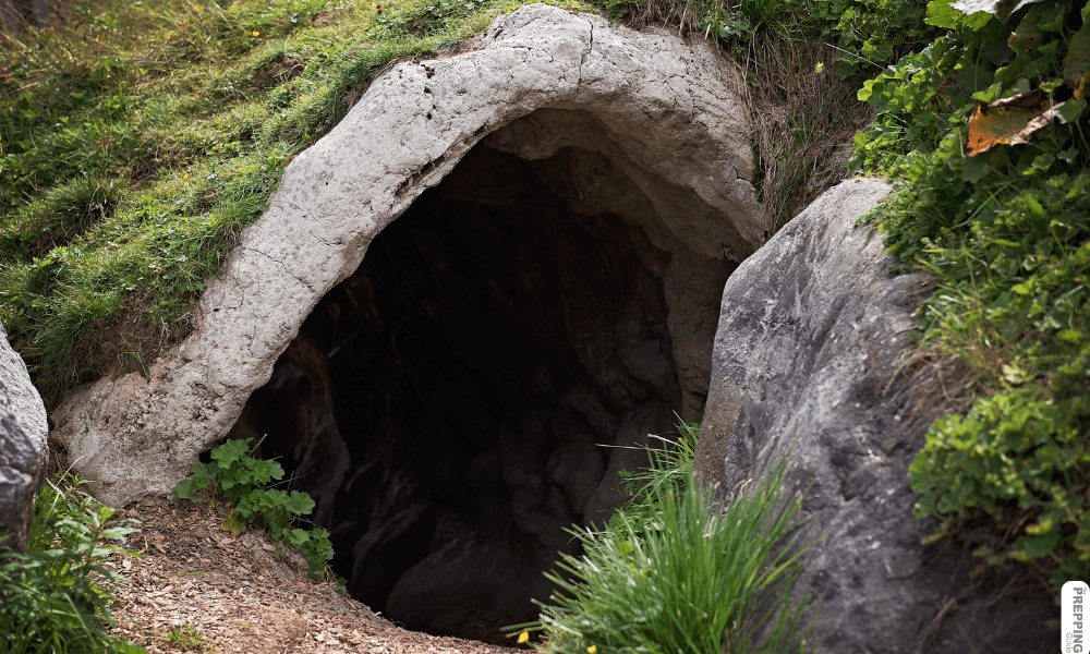A cave in the wilderness.