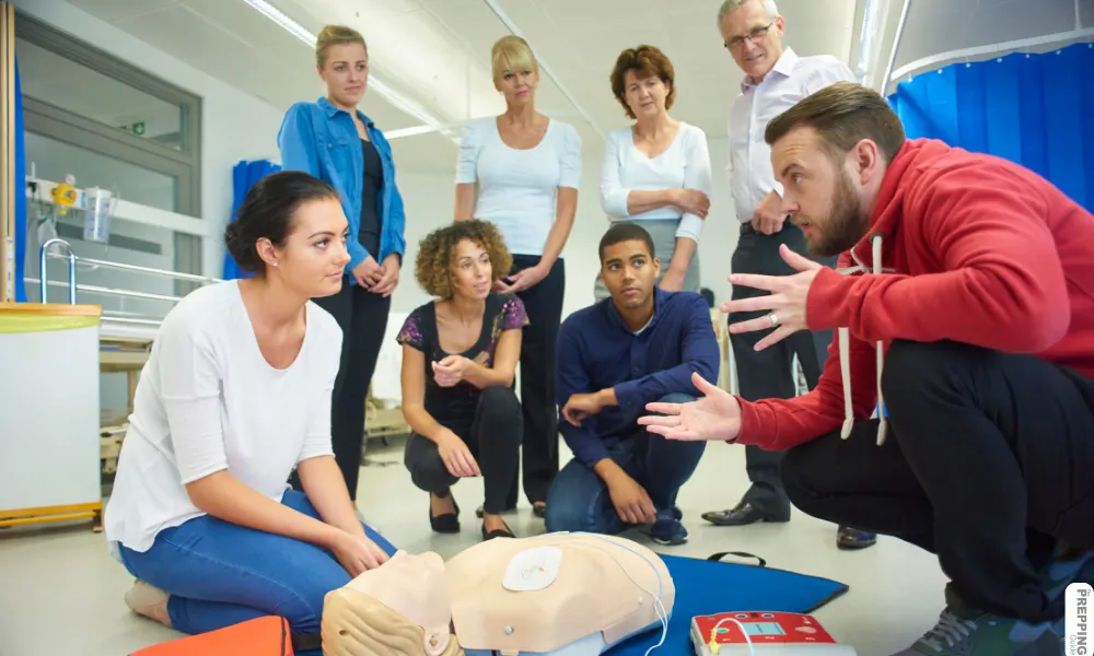 Students learning how to do CPR.